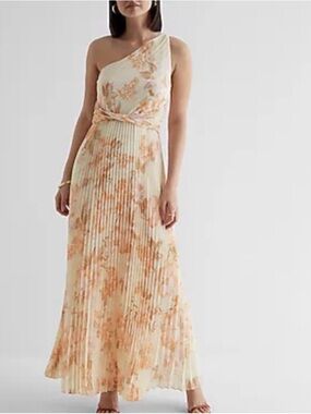 Express Size Medium Floral One-Shoulder Dress